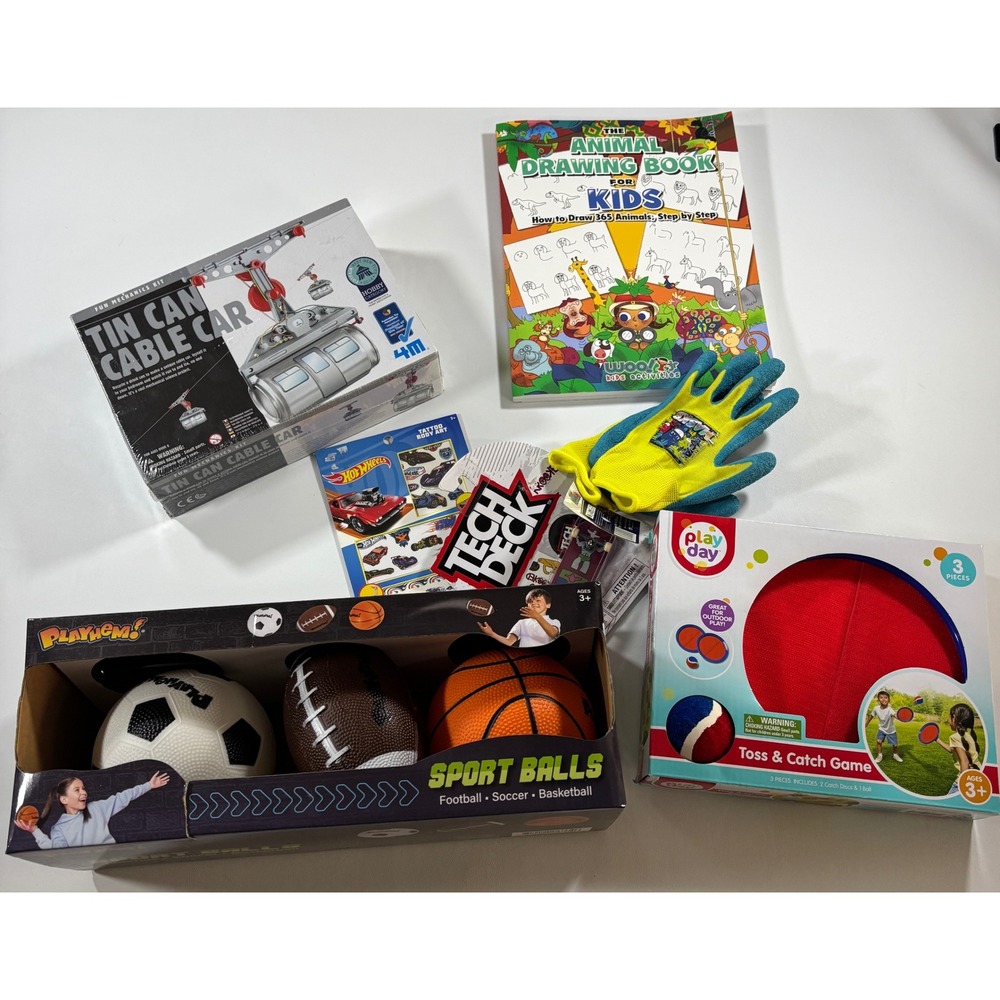 Kids Activity Toy Bundle 4M Cable Car Tech Deck Hot Wheels PJ Masks Drawing Book